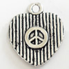 Pendant, Zinc Alloy Jewelry Findings, Lead-free, Heart, 15x18mm, Sold by Bag