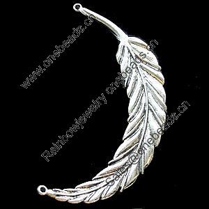 Connectors, Zinc Alloy Jewelry Findings, Lead-free, Leaf 16x90mm, Sold by Bag