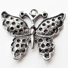 Pendant, Zinc Alloy Jewelry Findings, Lead-free, Butterfly, 32x37mm, Sold by Bag