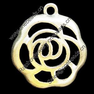 Pendant, Zinc Alloy Jewelry Findings, Lead-free, Flower 25x26mm, Sold by Bag