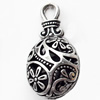 Hollow Bali Pendant Zinc Alloy Jewelry Findings, Lead-free, 18x35mm, Sold by Bag