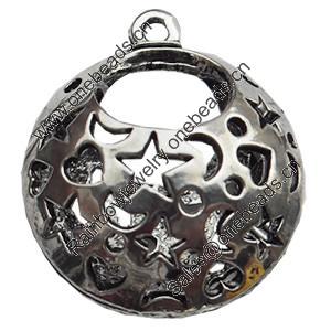 Hollow Bali Pendant Zinc Alloy Jewelry Findings, Lead-free, 26x30mm, Sold by Bag