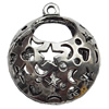 Hollow Bali Pendant Zinc Alloy Jewelry Findings, Lead-free, 26x30mm, Sold by Bag