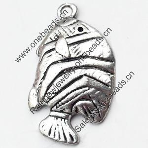 Pendant, Zinc Alloy Jewelry Findings, Lead-free, Fish, 15x28mm, Sold by Bag