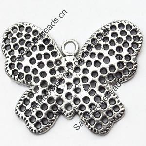 Pendant, Zinc Alloy Jewelry Findings, Lead-free, Buttefly, 39x32mm, Sold by Bag