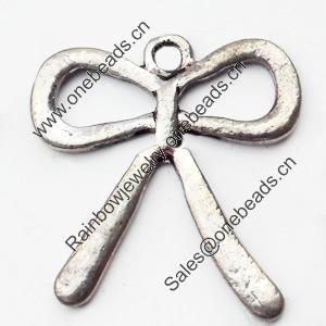 Pendant, Zinc Alloy Jewelry Findings, Lead-free, Bowknot, 21x25mm, Sold by Bag