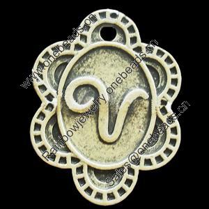 Pendant, Zinc Alloy Jewelry Findings, Lead-free, 22x28mm, Sold by Bag