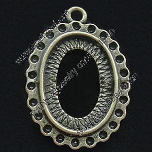 Zinc Alloy Pendant Settings, Lead-free, Outside diameter:20x29mm, Interior diameter:13x18.7mm, Sold by Bag