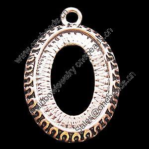 Zinc Alloy Pendant Settings, Lead-free, Outside diameter:20x30mm, Interior diameter:15x21mm, Sold by Bag