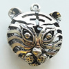 Hollow Bali Pendant Zinc Alloy Jewelry Findings, Leaf-free, Tiger Head 26x32mm, Sold by Bag