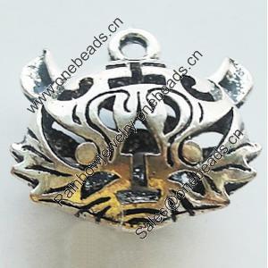 Hollow Bali Pendant Zinc Alloy Jewelry Findings, Leaf-free, Tiger Head 24x22mm, Sold by Bag