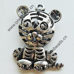 Hollow Bali Pendant Zinc Alloy Jewelry Findings, Leaf-free, Tiger 21x29mm, Sold by Bag