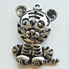 Hollow Bali Pendant Zinc Alloy Jewelry Findings, Leaf-free, Tiger 21x29mm, Sold by Bag