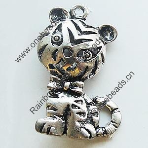 Hollow Bali Pendant Zinc Alloy Jewelry Findings, Leaf-free, Tiger 18x32mm, Sold by Bag