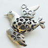 Hollow Bali Pendant Zinc Alloy Jewelry Findings, Leaf-free, Bird 32x35mm, Sold by Bag
