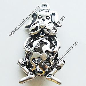 Hollow Bali Pendant Zinc Alloy Jewelry Findings, Leaf-free, Dog 18x38mm, Sold by Bag