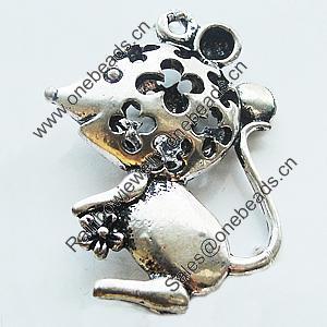 Hollow Bali Pendant Zinc Alloy Jewelry Findings, Leaf-free, Animal 24x33mm, Sold by Bag
