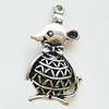 Hollow Bali Pendant Zinc Alloy Jewelry Findings, Leaf-free, Animal 21x37mm, Sold by Bag