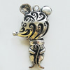 Hollow Bali Pendant Zinc Alloy Jewelry Findings, Leaf-free, Animal 23x35mm, Sold by Bag