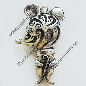 Hollow Bali Pendant Zinc Alloy Jewelry Findings, Leaf-free, Animal 23x35mm, Sold by Bag