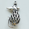 Hollow Bali Pendant Zinc Alloy Jewelry Findings, Leaf-free, Animal 15x37mm, Sold by Bag