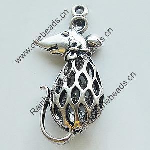 Hollow Bali Pendant Zinc Alloy Jewelry Findings, Leaf-free, Animal 15x37mm, Sold by Bag