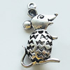 Hollow Bali Pendant Zinc Alloy Jewelry Findings, Leaf-free, Animal 19x34mm, Sold by Bag