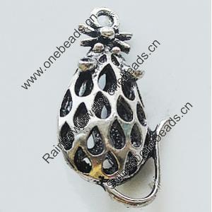 Hollow Bali Pendant Zinc Alloy Jewelry Findings, Leaf-free, Animal 16x29mm, Sold by Bag