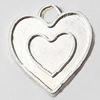 Pendant, Zinc Alloy Jewelry Findings, Lead-free, Heart, 15x17mm, Sold by Bag