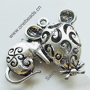 Hollow Bali Pendant Zinc Alloy Jewelry Findings, Leaf-free, Animal 27x25mm, Sold by Bag
