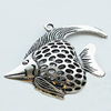 Hollow Bali Pendant Zinc Alloy Jewelry Findings, Leaf-free, Fish 51x37mm, Sold by Bag