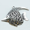 Hollow Bali Pendant Zinc Alloy Jewelry Findings, Leaf-free, Fish 51x37mm, Sold by Bag