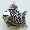 Hollow Bali Pendant Zinc Alloy Jewelry Findings, Leaf-free, Fish 35x38mm, Sold by Bag
