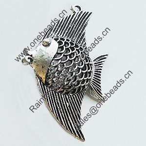 Hollow Bali Pendant Zinc Alloy Jewelry Findings, Leaf-free, Fish 36x62mm, Sold by Bag