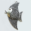 Hollow Bali Pendant Zinc Alloy Jewelry Findings, Leaf-free, Fish 36x62mm, Sold by Bag