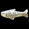 Beads, Zinc Alloy Jewelry Findings, Lead-free, Fish 25x11mm, Sold by Bag