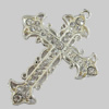 Zinc Alloy Charm/Pendant with Crystal, Lead-free, Cross, 39x50mm, Sold by Bag