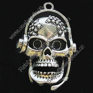 Pendant, Zinc Alloy Jewelry Findings, Lead-free, Skeleton 26x37mm, Sold by Bag