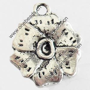 Pendant, Zinc Alloy Jewelry Findings, Lead-free, Flower, 18x22mm, Sold by Bag