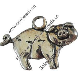 Pendant, Zinc Alloy Jewelry Findings, Lead-free, Pig, 23x16mm, Sold by Bag