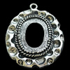 Zinc Alloy Pendant Settings, Lead-free, Outside diameter:30x38mm, Interior diameter:15x20mm, Sold by Bag