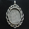 Zinc Alloy Pendant Settings, Lead-free, Outside diameter:27x44mm, Interior diameter:18x25mm, Sold by Bag