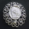 Zinc Alloy Cabochons Settings, Lead-free, Outside diameter:27x33mm, Interior diameter:13x17mm, Sold by Bag