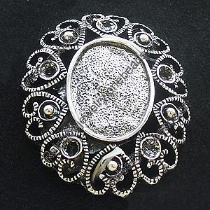 Zinc Alloy Cabochons Settings, Lead-free, Outside diameter:27x33mm, Interior diameter:13x17mm, Sold by Bag