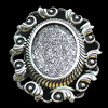 Zinc Alloy Cabochons Settings, Lead-free, Outside diameter:36x47mm, Interior diameter:18x25mm, Sold by Bag