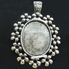 Zinc Alloy Pendant Settings, Lead-free, Outside diameter:40x58mm, Interior diameter:22x30mm, Sold by Bag