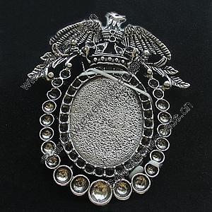 Zinc Alloy Cabochons Settings, Lead-free, Outside diameter:45x60mm, Interior diameter:20x27mm, Sold by Bag