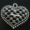 Pendant, Zinc Alloy Jewelry Findings, Lead-free, Heart 25x25mm, Sold by Bag