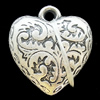 Pendant, Zinc Alloy Jewelry Findings, Lead-free, Heart 21x23mm, Sold by Bag