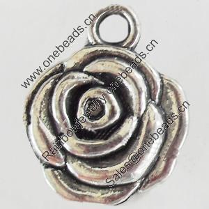 Pendant, Zinc Alloy Jewelry Findings, Lead-free, Flower, 15x19mm, Sold by Bag